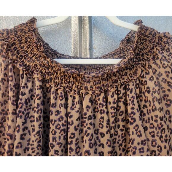 CeCe Leopard Print Long Sleeve Off-Shoulders Lined Blouse Size XS - Picture 6 of 8